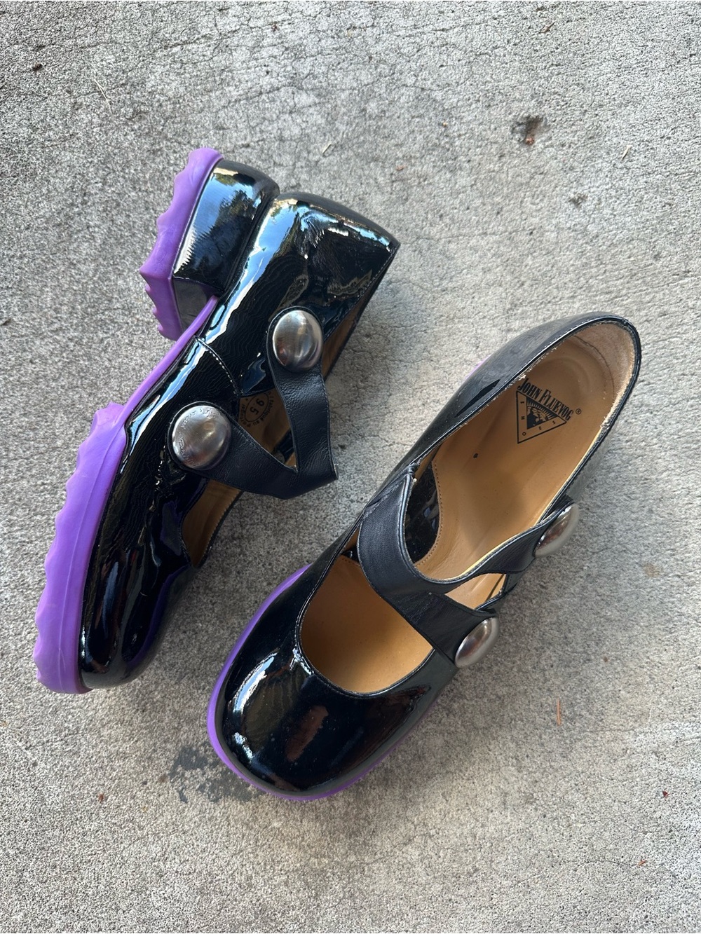 John Fluevog Trina Black Patent Leather Mary Jane Shoes